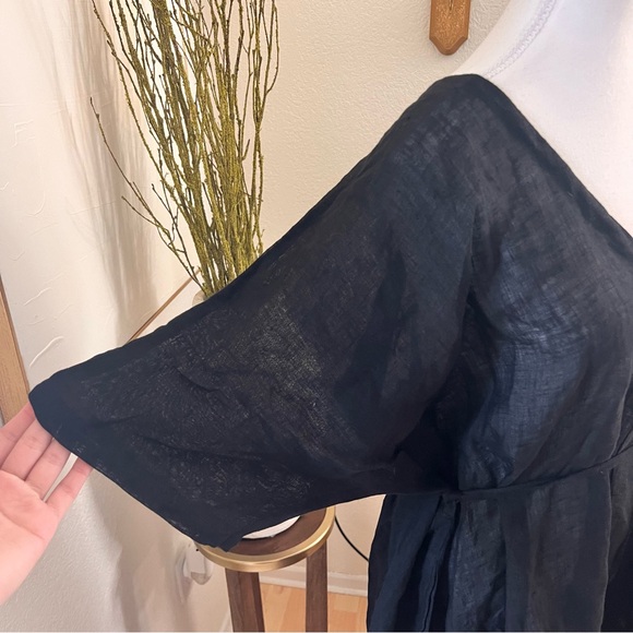 MONDAY SWIMWEAR Black Linen‎ Sorrento Caftan Coverup Size M/L NWT - Picture 4 of 12